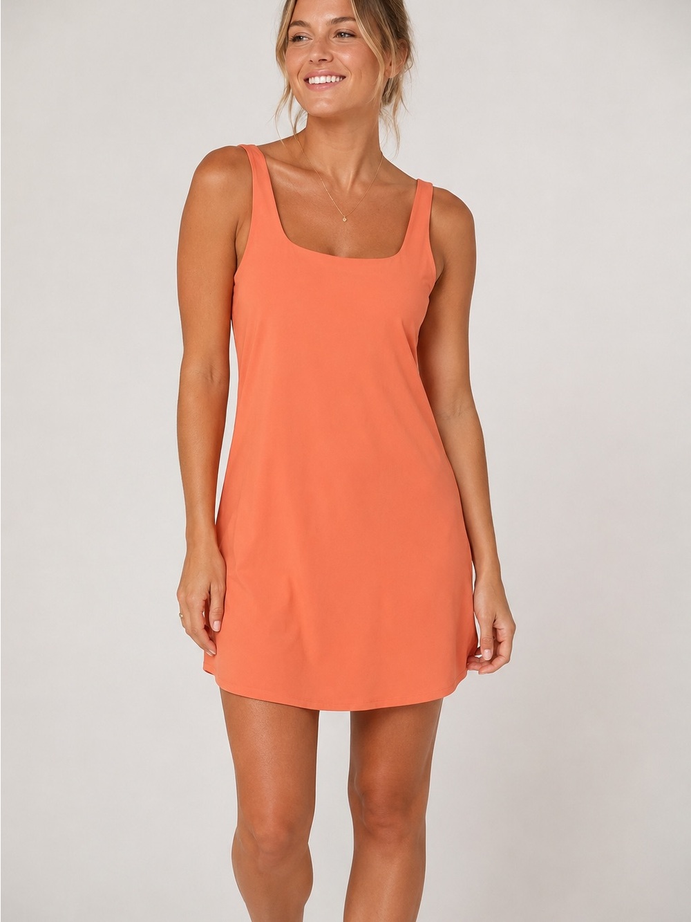 Xersion EverUltra-Lite Athletic Dress XS Coral Orange Built-In Shorts